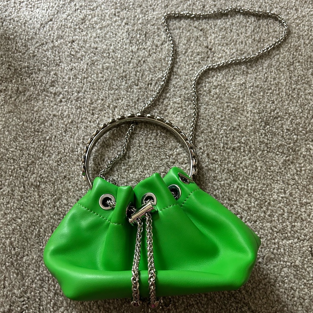 Mini Green Drawstring Chain Bag